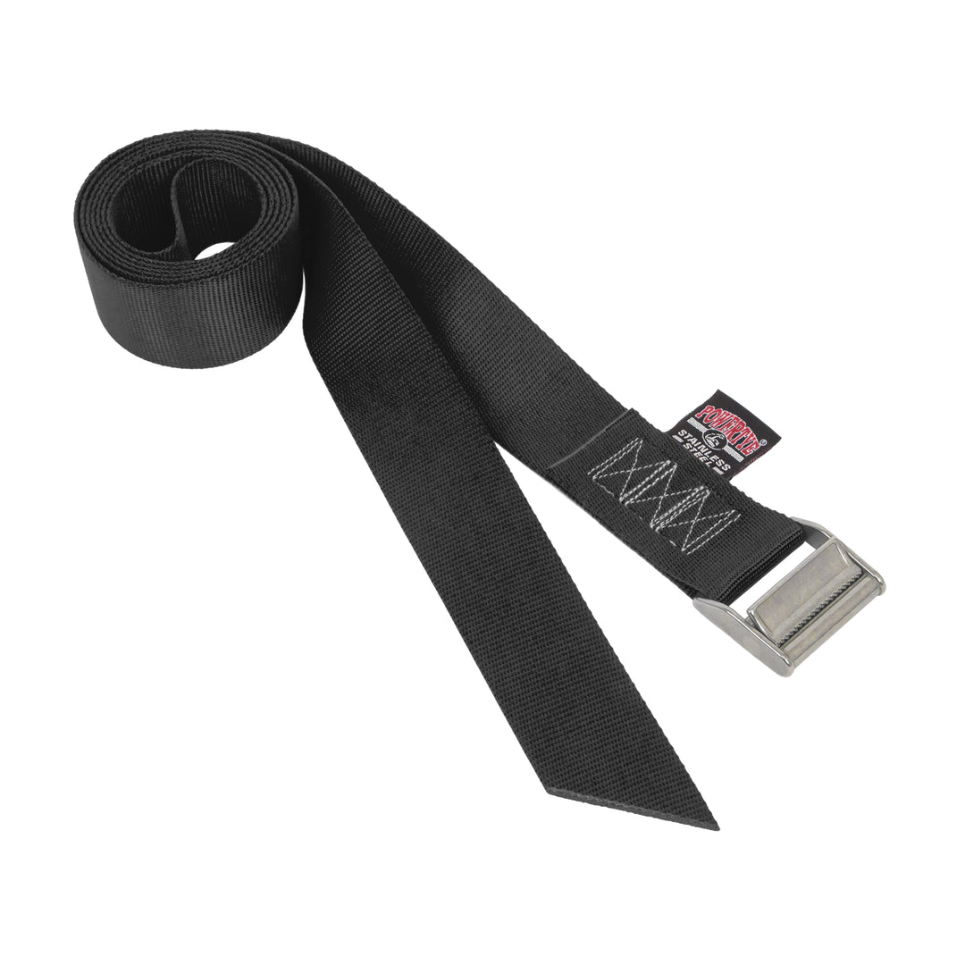 PowerTye 2in x 8ft STAINLESS Lashing Strap, angle-cut end, each#color_black