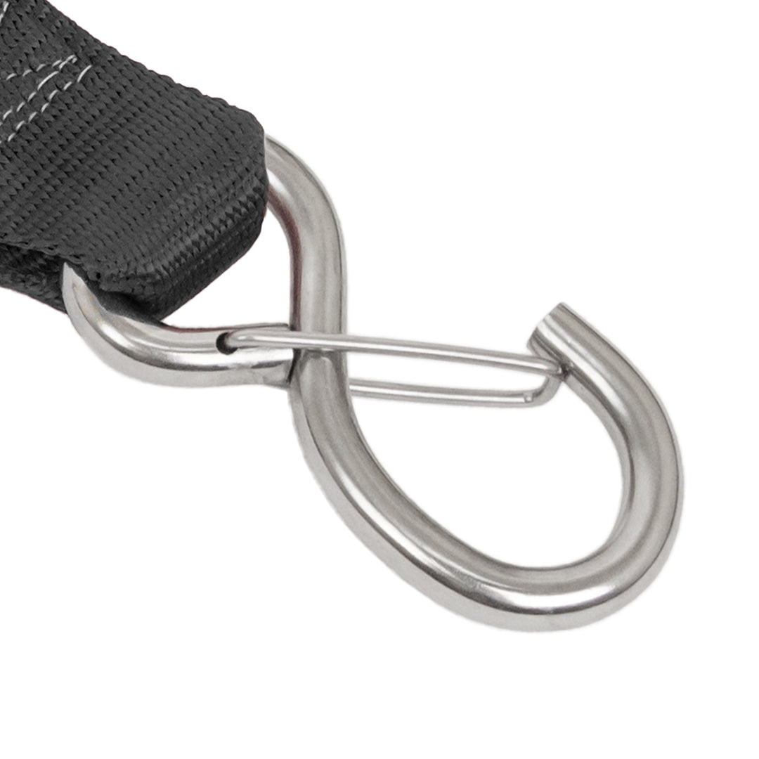 PowerTye 2in STAINLESS STEEL RATCHET STRAPS with STAINLESS LATCH HOOKS CLOSE-UP#color_black