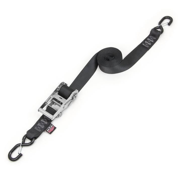 PowerTye 2in Industrial Ratchet with Latch Hooks for heavy duty cargo, UTV lawnmowers, equipment