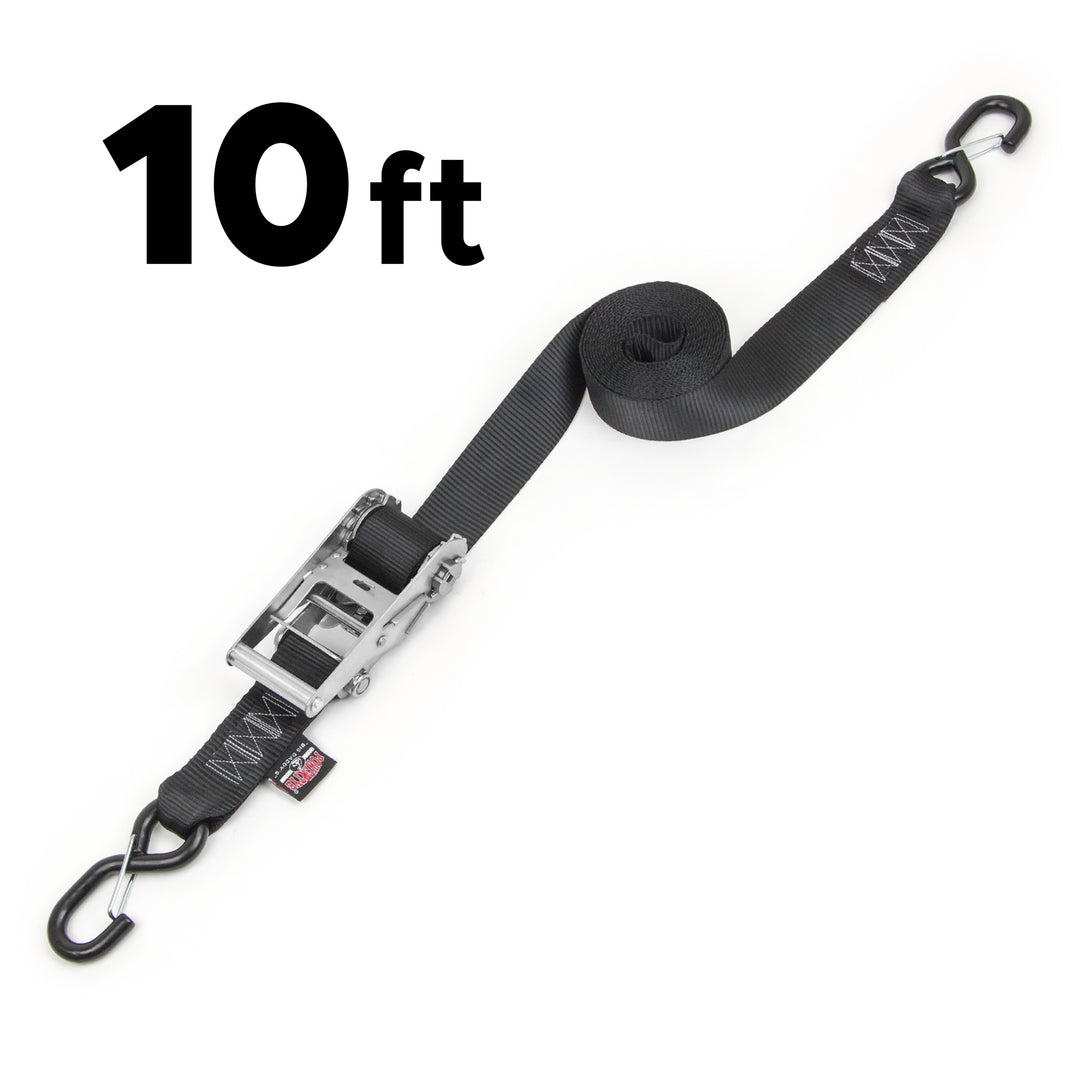 PowerTye 2in Industrial Ratchet with Latch Hooks for heavy duty cargo, UTV lawnmowers, equipment#length_10-ft