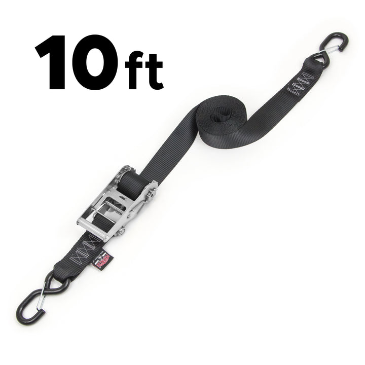 PowerTye 2in Industrial Ratchet with Latch Hooks for heavy duty cargo, UTV lawnmowers, equipment#length_10-ft