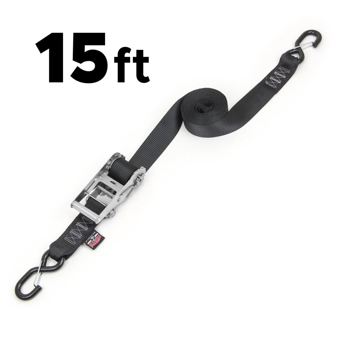 PowerTye 2in Industrial Ratchet with Latch Hooks for heavy duty cargo, UTV lawnmowers, equipment#length_15-ft