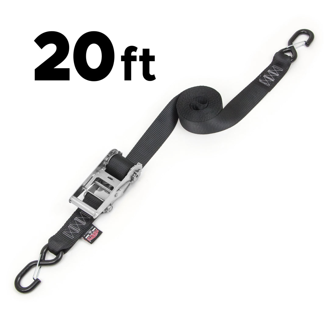 PowerTye 2in Industrial Ratchet with Latch Hooks for heavy duty cargo, UTV lawnmowers, equipment#length_20-ft