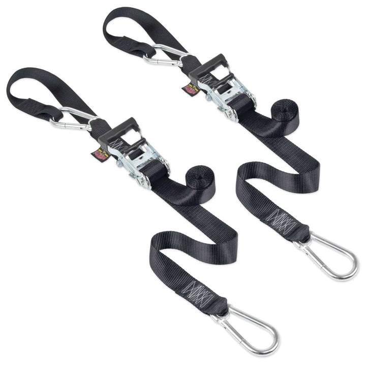 1.5in Carabiner Soft-Tye Ratchet Strap. Black#color_black-black