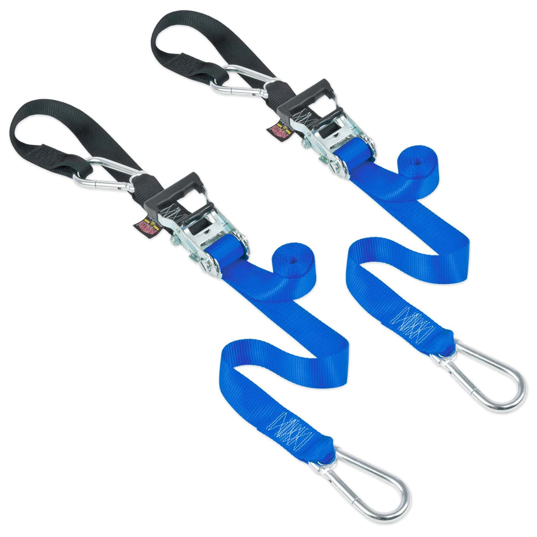 1.5in Carabiner Soft-Tye Ratchet Strap, Blue#color_blue-black