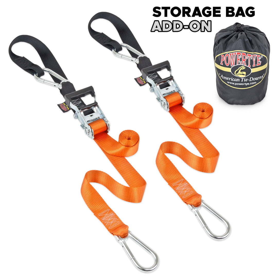 1.5in Carabiner Soft-Tye Ratchet Strap with Bag, Orange#color_orange-black