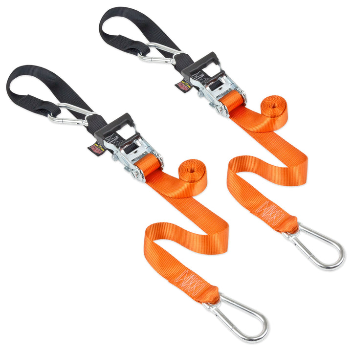 1.5in Carabiner Soft-Tye Ratchet Strap, Orange#color_orange-black