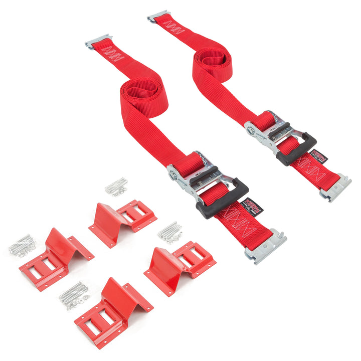 2in x 10ft E-TRACK DELUXE RATCHET WHEEL STRAPS (pair)