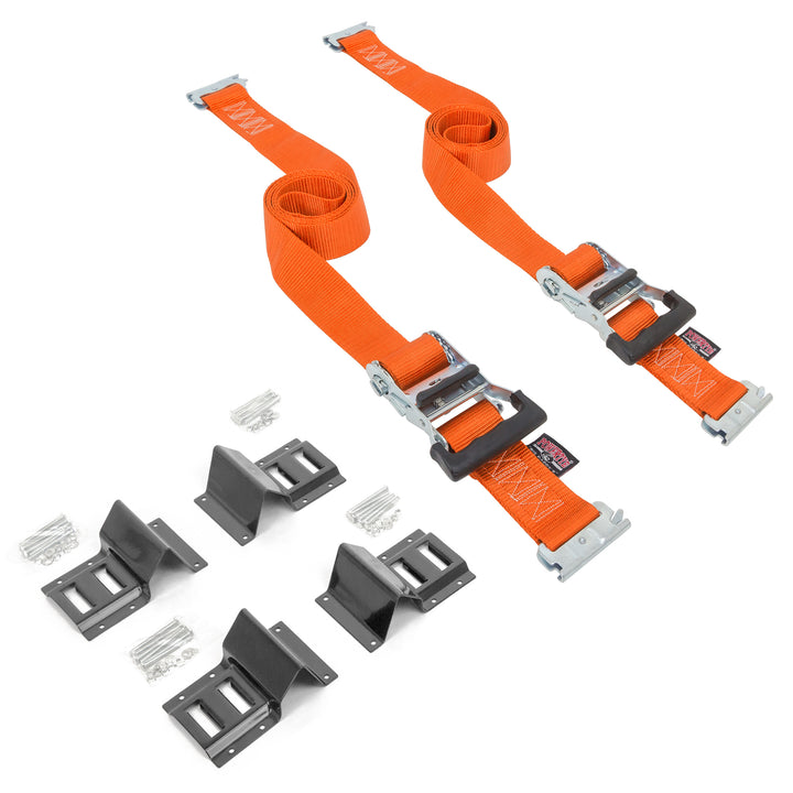 2in x 10ft E-TRACK DELUXE RATCHET WHEEL STRAPS (pair)