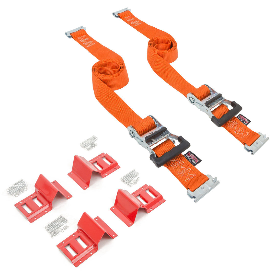 2in x 10ft E-TRACK DELUXE RATCHET WHEEL STRAPS (pair)