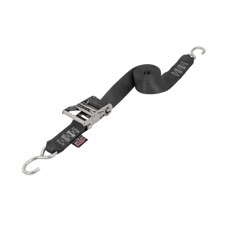PowerTye 2in STAINLESS STEEL RATCHET STRAPS with STAINLESS S-HOOKS#color_black