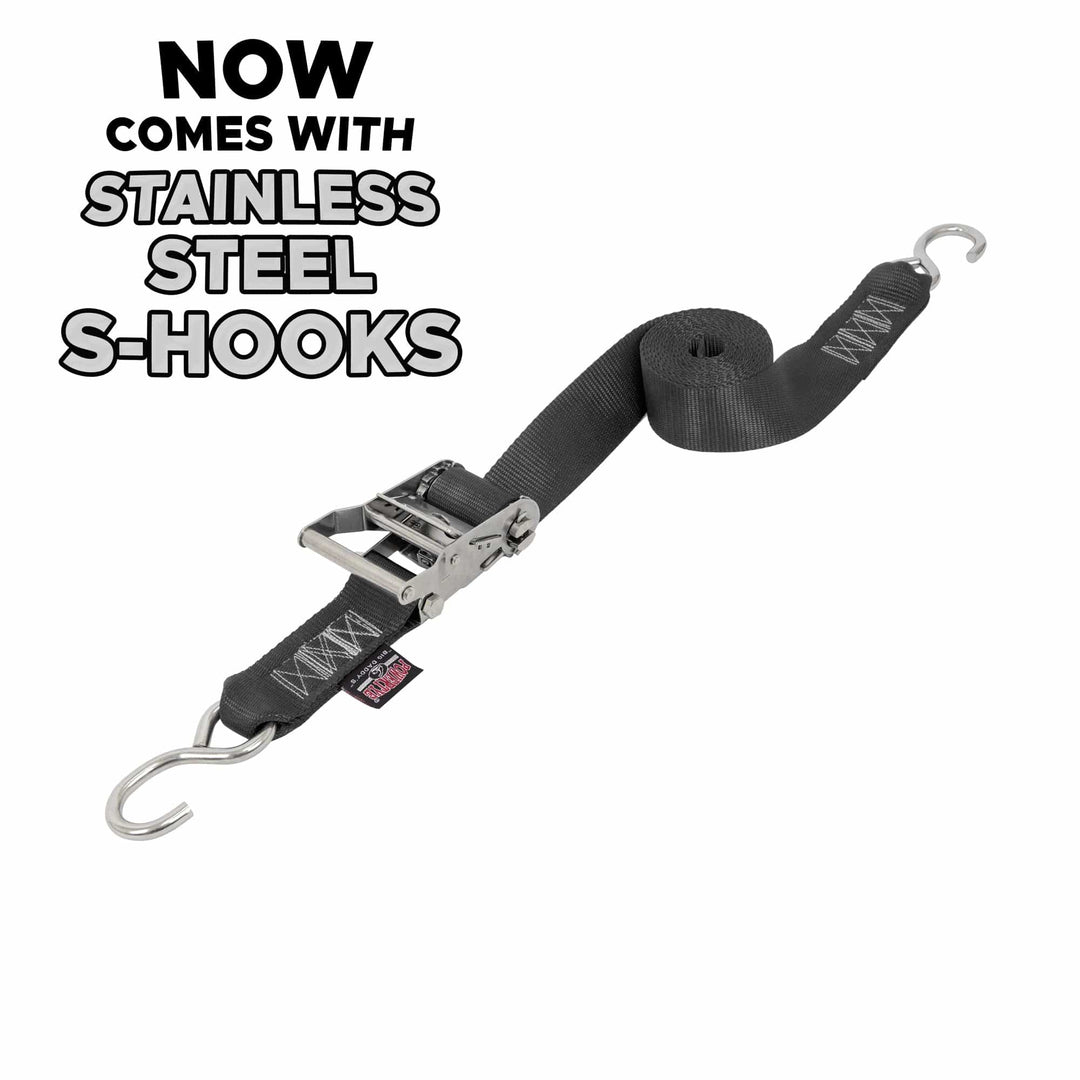 3,900 lbs. 1.5 in. x 15 ft. Ratchet Tie-Down Motorcycle Straps (2-Pack) 3,900 lbs. 1.5 in. x 15 ft. Ratchet Tie-Down Motorcycle Straps (2-Pack)