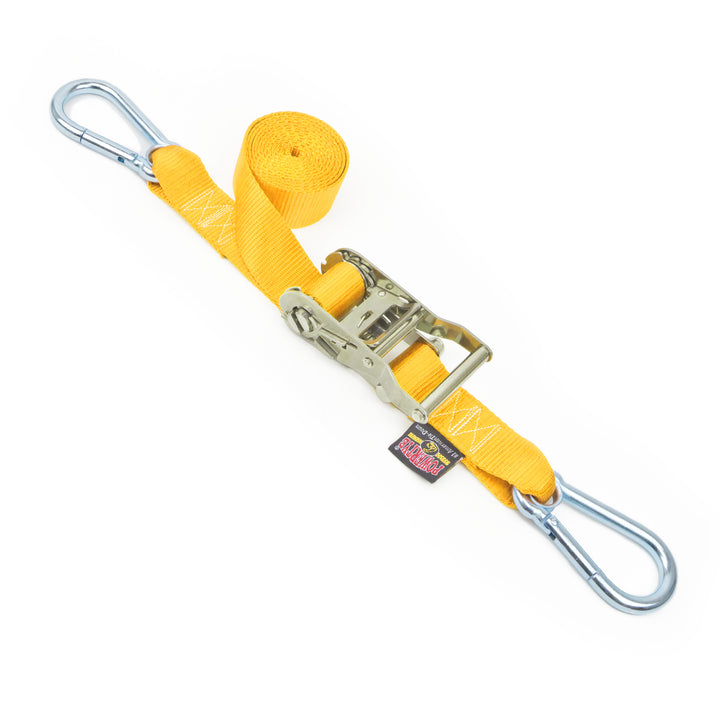 1.5in x 10ft Stainless Steel Ratchet Strap with Carabiners#color_yellow