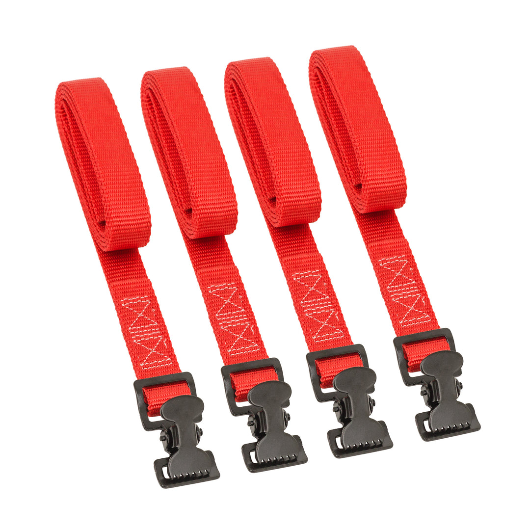 PowerTye 1in x 4ft UTILITY LASHING STRAPS with BLACK GATOR CLIP (4pk)#color_red