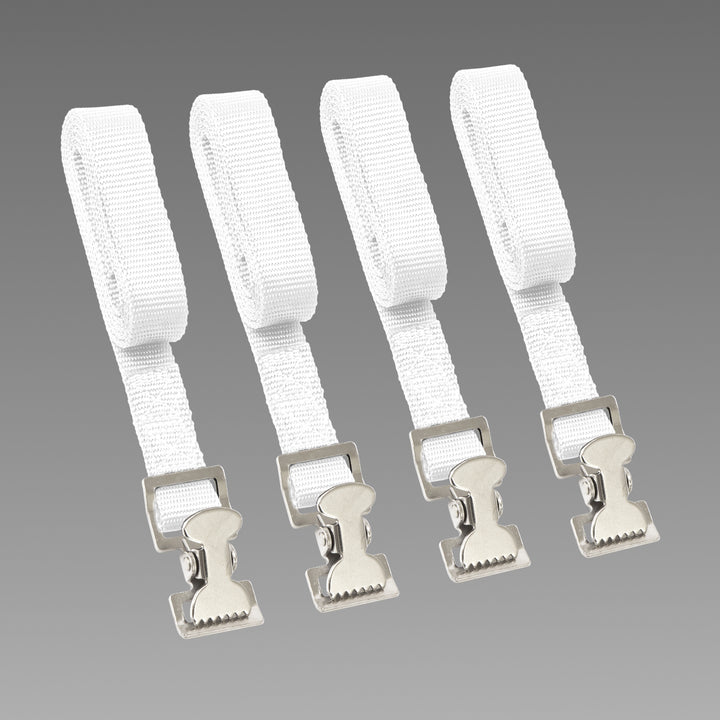 PowerTye 1in x 4ft UTILITY LASHING STRAPS with GATOR CLIP - 4-Pack Strap#color_white