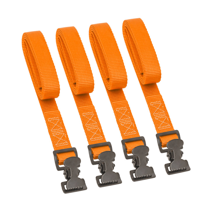 PowerTye 1in x 4ft UTILITY LASHING STRAPS with BLACK GATOR CLIP (4pk)#color_orange