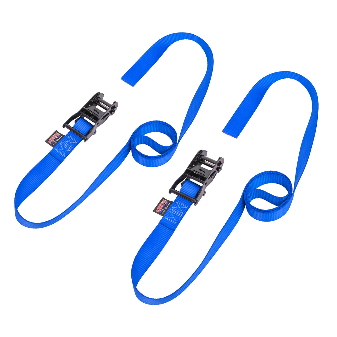 *BOGO* 1.5in -ENDLESS- BLACK RATCHET TIE - DOWNS (pair) - PowerTye#color_blue