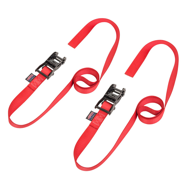 *BOGO* 1.5in -ENDLESS- BLACK RATCHET TIE - DOWNS (pair) - PowerTye#color_red