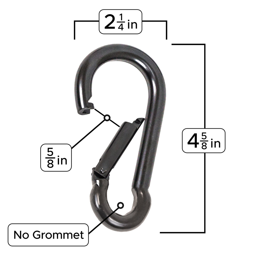 PowerTye Large Carabiner, Single Measurement with No grommet #color_black
