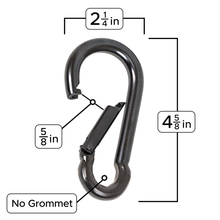 PowerTye Large Carabiner, Single Measurement with No grommet #color_black