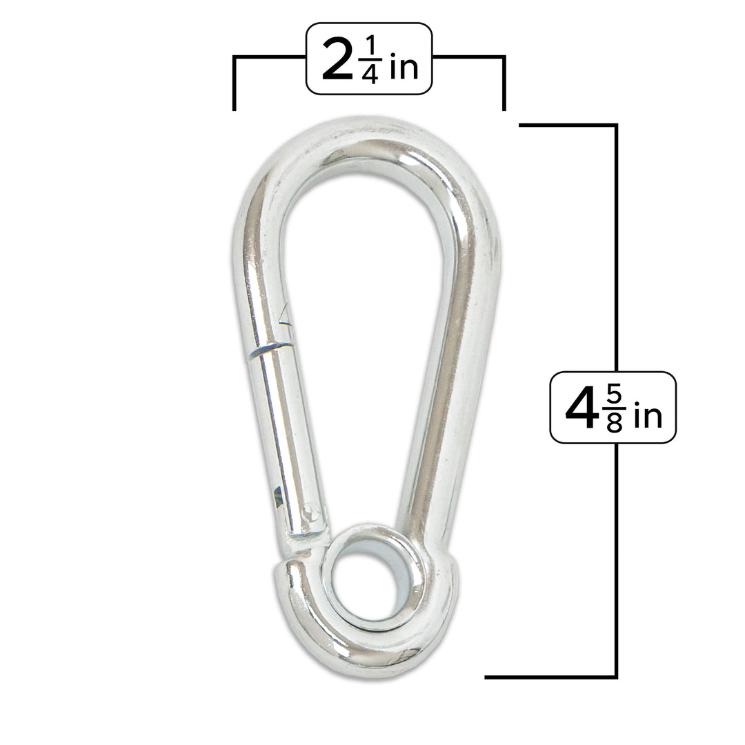 Carabiner Hooks Silver-Zinc hook measured