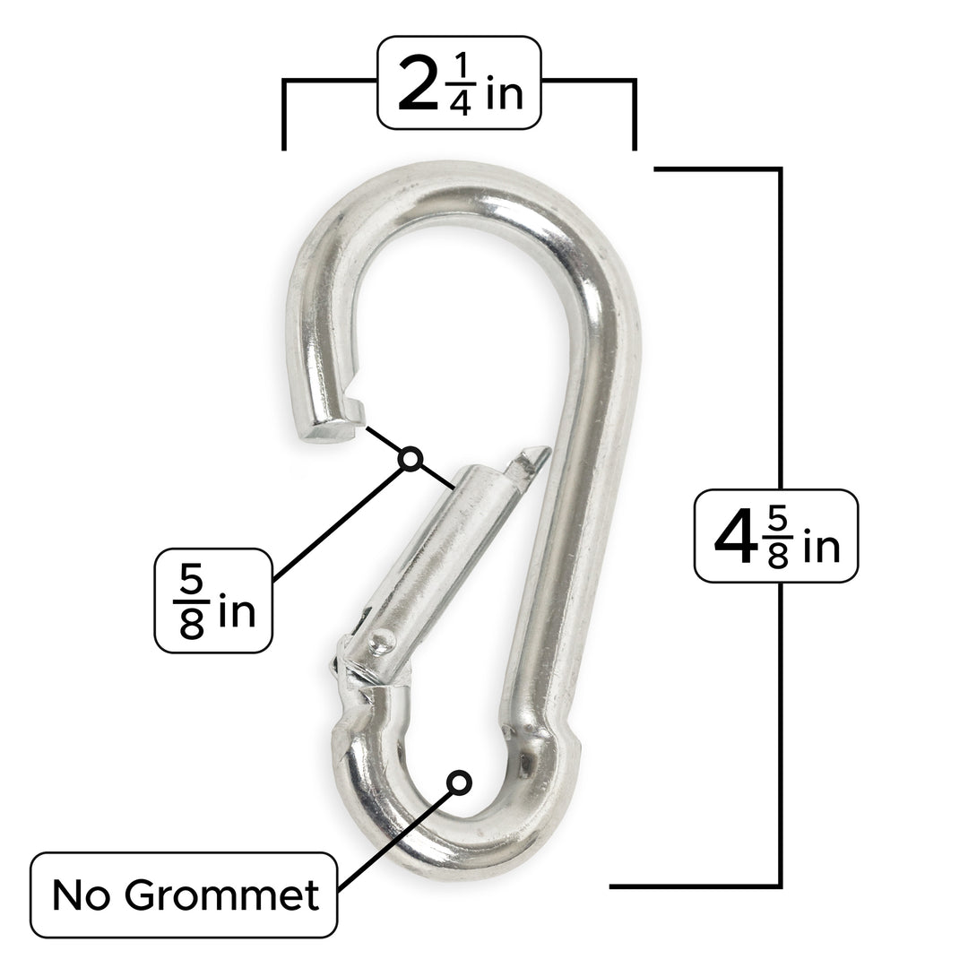 PowerTye Large Carabiner, Single Measurement with No grommet #color_silver