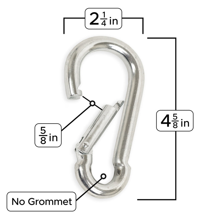 PowerTye Large Carabiner, Single Measurement with No grommet #color_silver