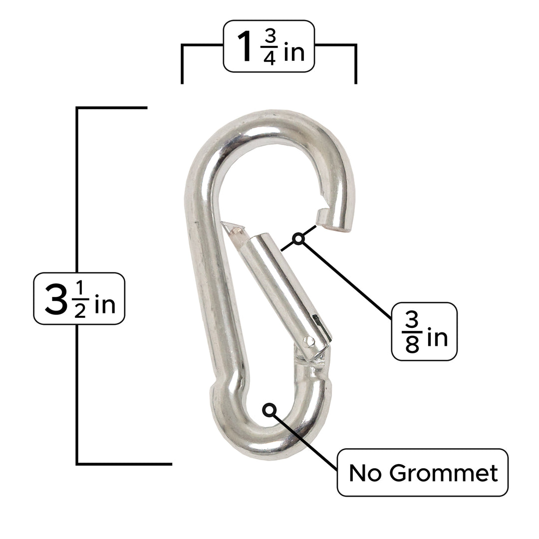 PowerTye Small Carabiner Hook, Silver measurements#color_silver