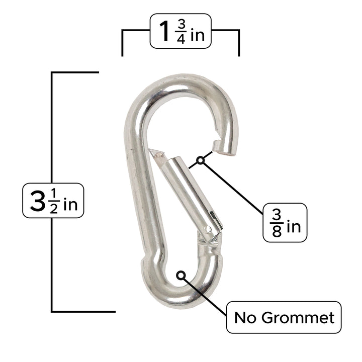 PowerTye Small Carabiner Hook, Silver measurements#color_silver