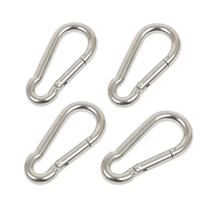 PowerTye Small Carabiner Hook, Silver 4-pack#color_silver
