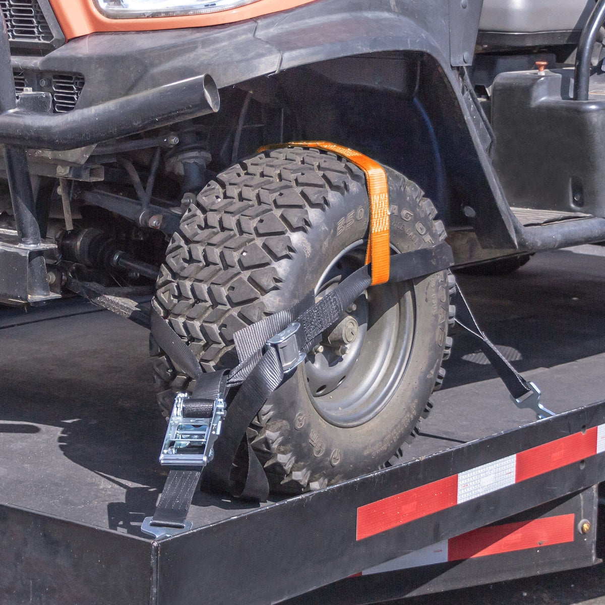Using Wheel Strap Over Wheel Ratchet Straps – Secure Vehicle Transport | PowerTye