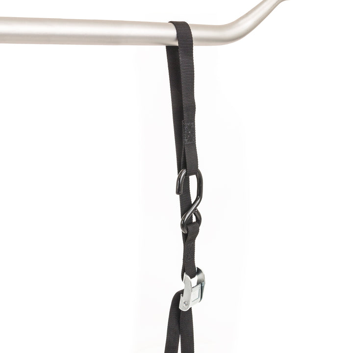 *BOGO* 1in x 6ft ESSENTIAL SOFT-TYE TIE - DOWNS -  soft-tye in use#color_black-black