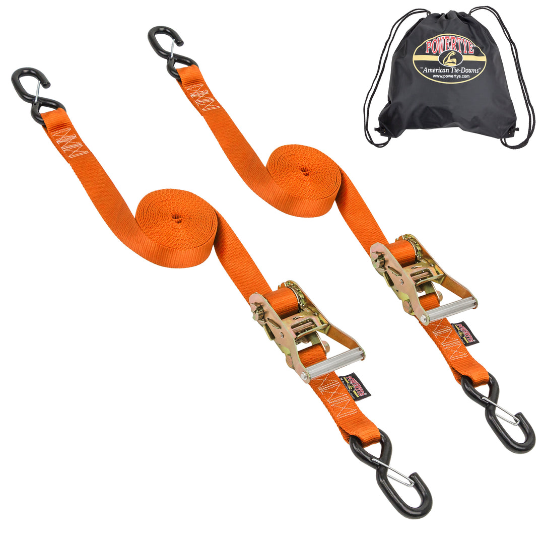 1.5in x 16ft Industrial Ratchet Straps Latch Hooks for cargo and vehicles with Back Sack Storage Bag#color_orange