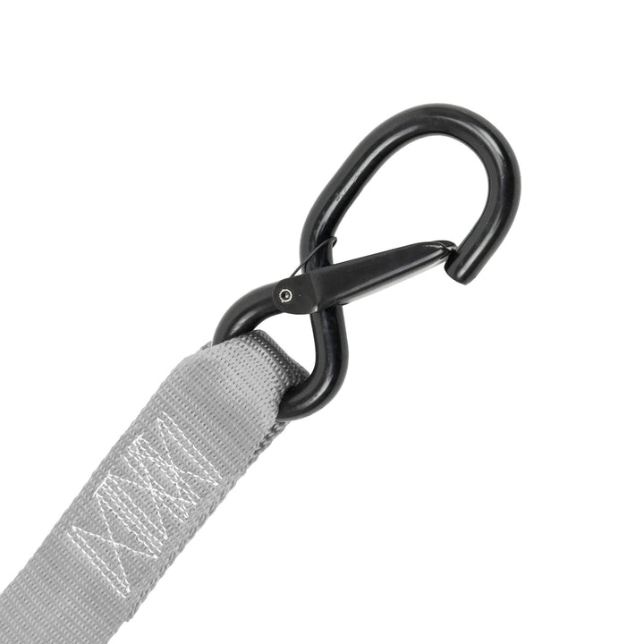 1.5in Soft-Tye Ratchet Strap - Latch Hook closeup#color_silver-black