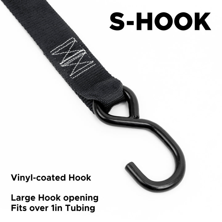 1.5in x 6ft Soft-Tye Tie-Down, Steel S-Hooks#color_black-blue