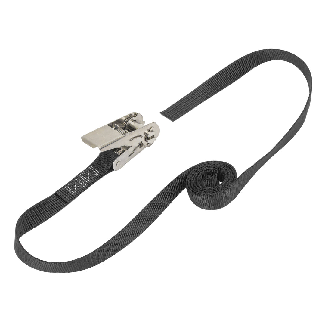 1in Endless STAINLESS STEEL Ratchet loop strap for cargo#color_black