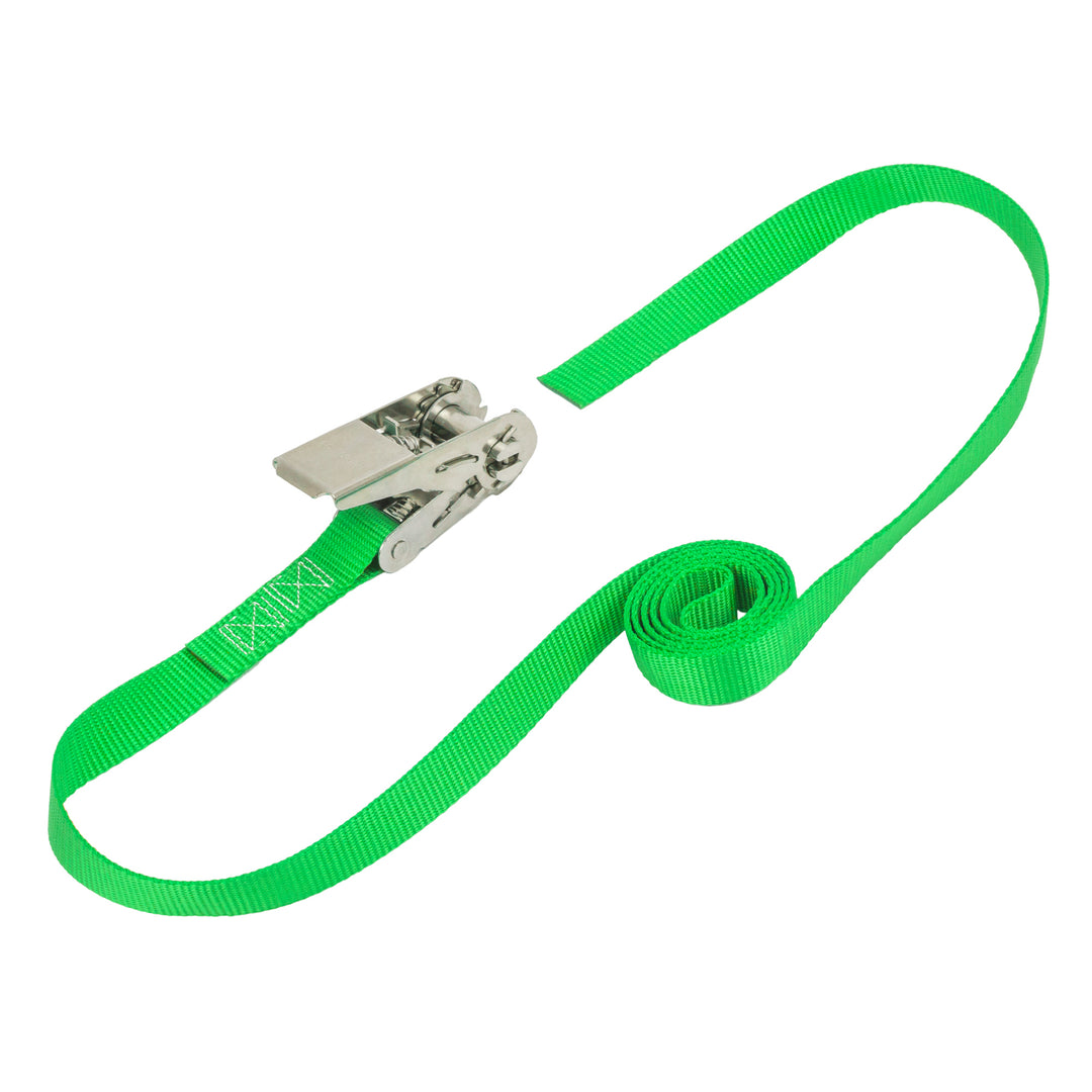 1in Endless STAINLESS STEEL Ratchet loop strap for cargo#color_green