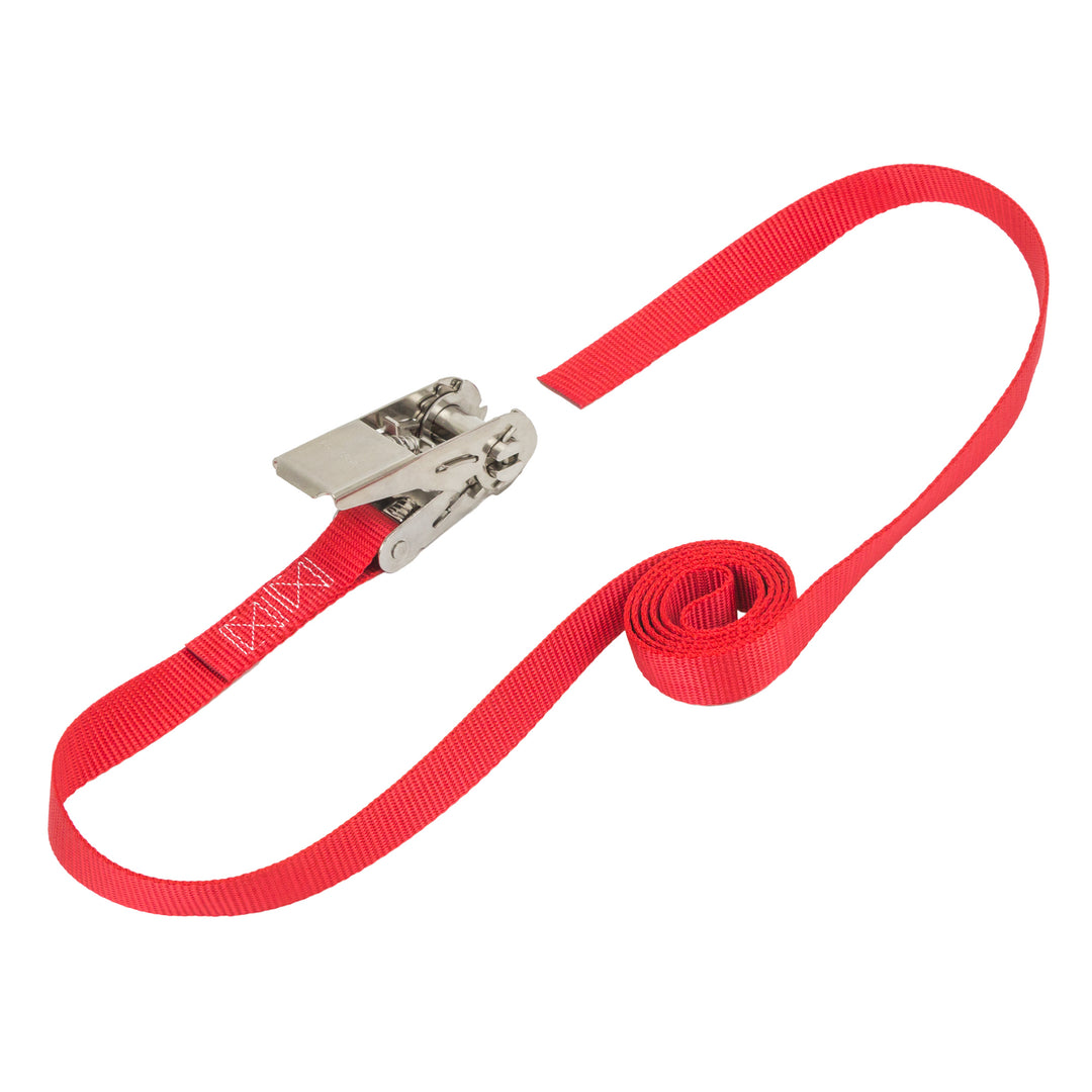 1in Endless STAINLESS STEEL Ratchet loop strap for cargo#color_red