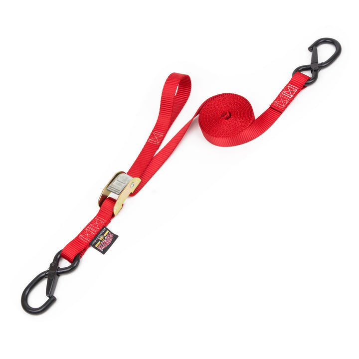 1in x 12ft pull strap Cam Buckle Tie-Down, Latch Hooks#color_red