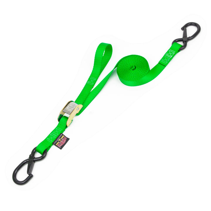 1in x 12ft pull strap Cam Buckle Tie-Down, Latch Hooks#color_green