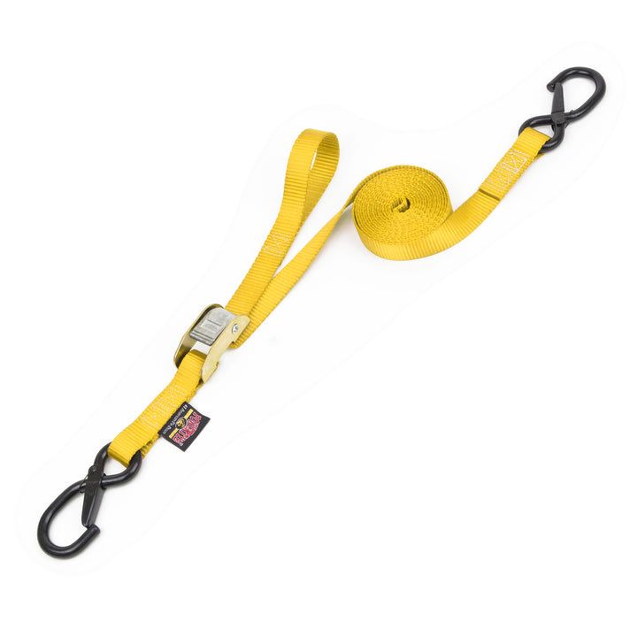 1in x 12ft pull strap Cam Buckle Tie-Down, Latch Hooks#color_yellow