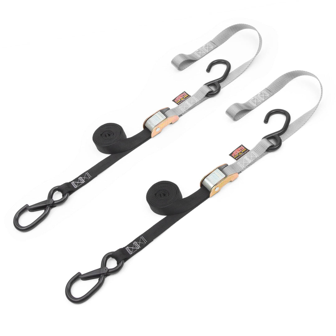 1 x 15' Cambuckle Strap with Safety Latch S-Hooks — Ratchet Straps USA