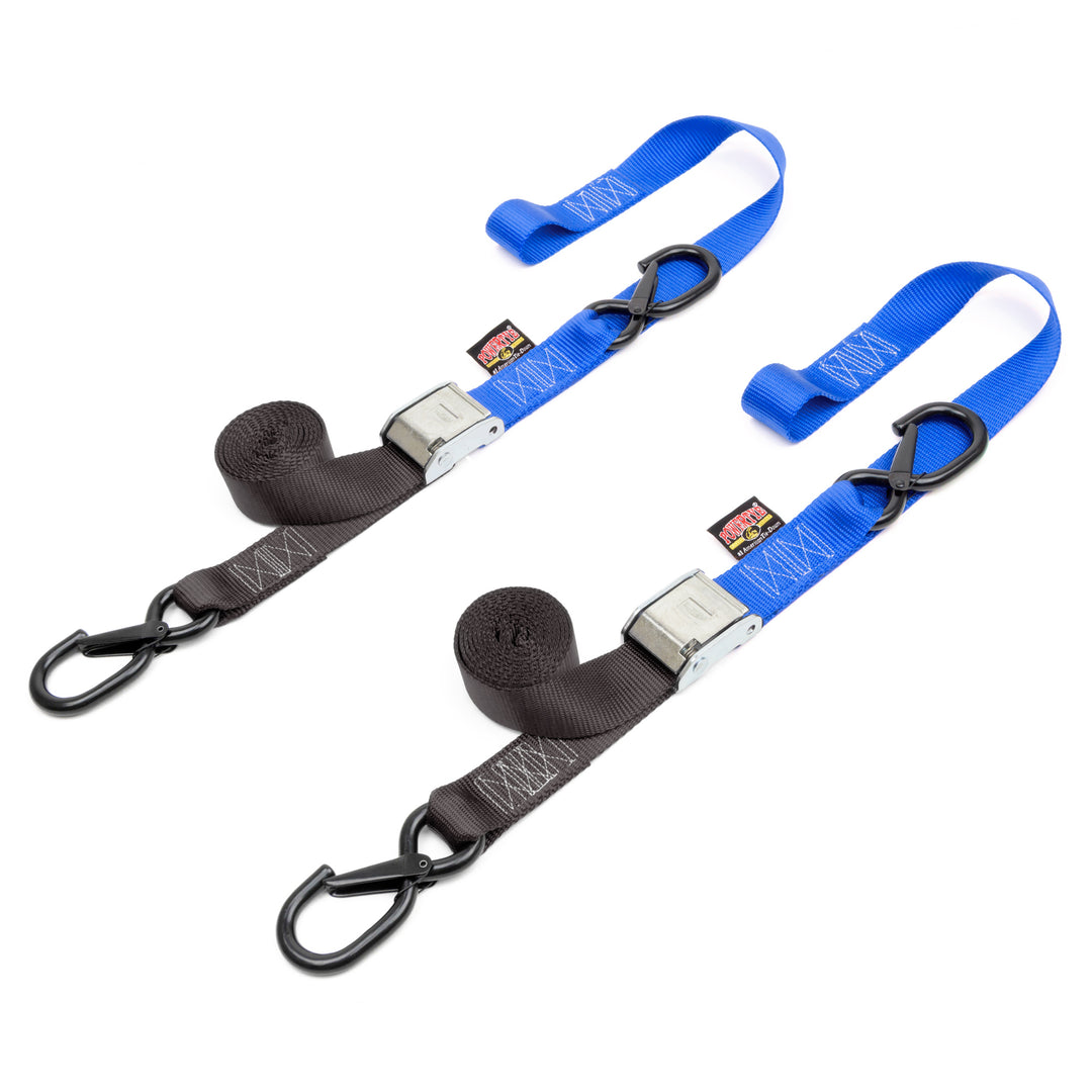 1.5in x 6ft pull strap Soft-Tye Tie Down Strap, Latch Hooks#color_black-blue
