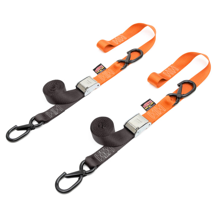 1.5in x 6ft pull strap Soft-Tye Tie Down Strap, Latch Hooks#color_black-orange