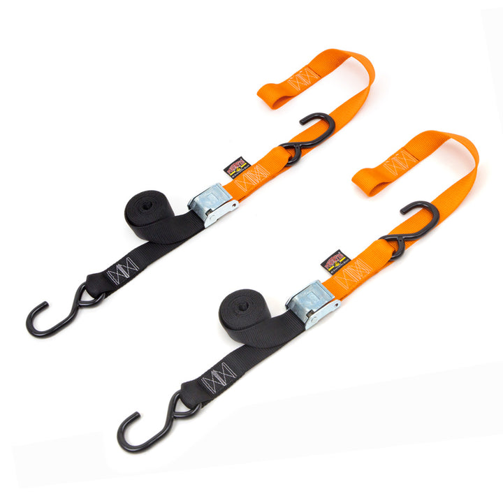 1.5in x 6ft pull strap Soft-Tye Tie Down Strap, S-Hooks#color_black-orange