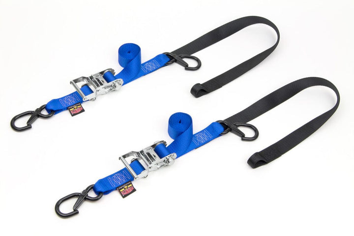 1.5in Ratchet Strap with Soft-Tye, Latch Hooks#color_blue-black