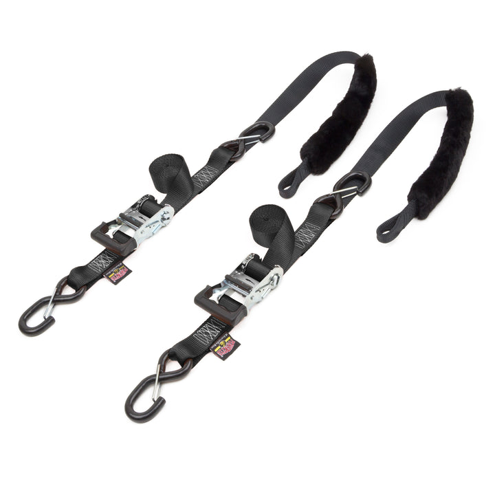 Fat Strap Deluxe Ratchet Strap with Sheepskin Soft-Tye 1.5in x 7ft for motorcycles and off-road vehicles #color_black-black