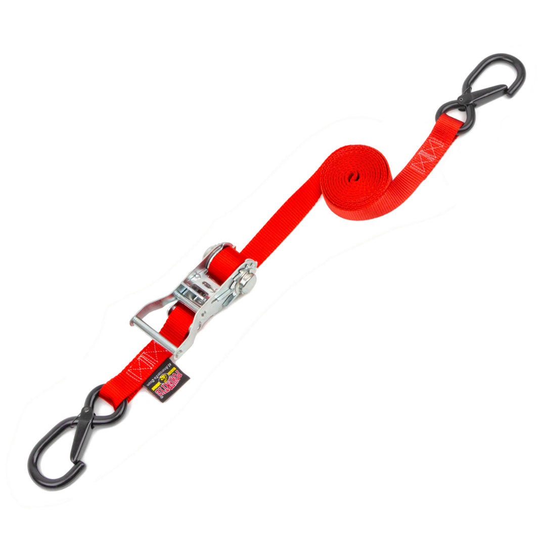 1in x 12ft Ratchet Strap with Latch Hooks#color_red