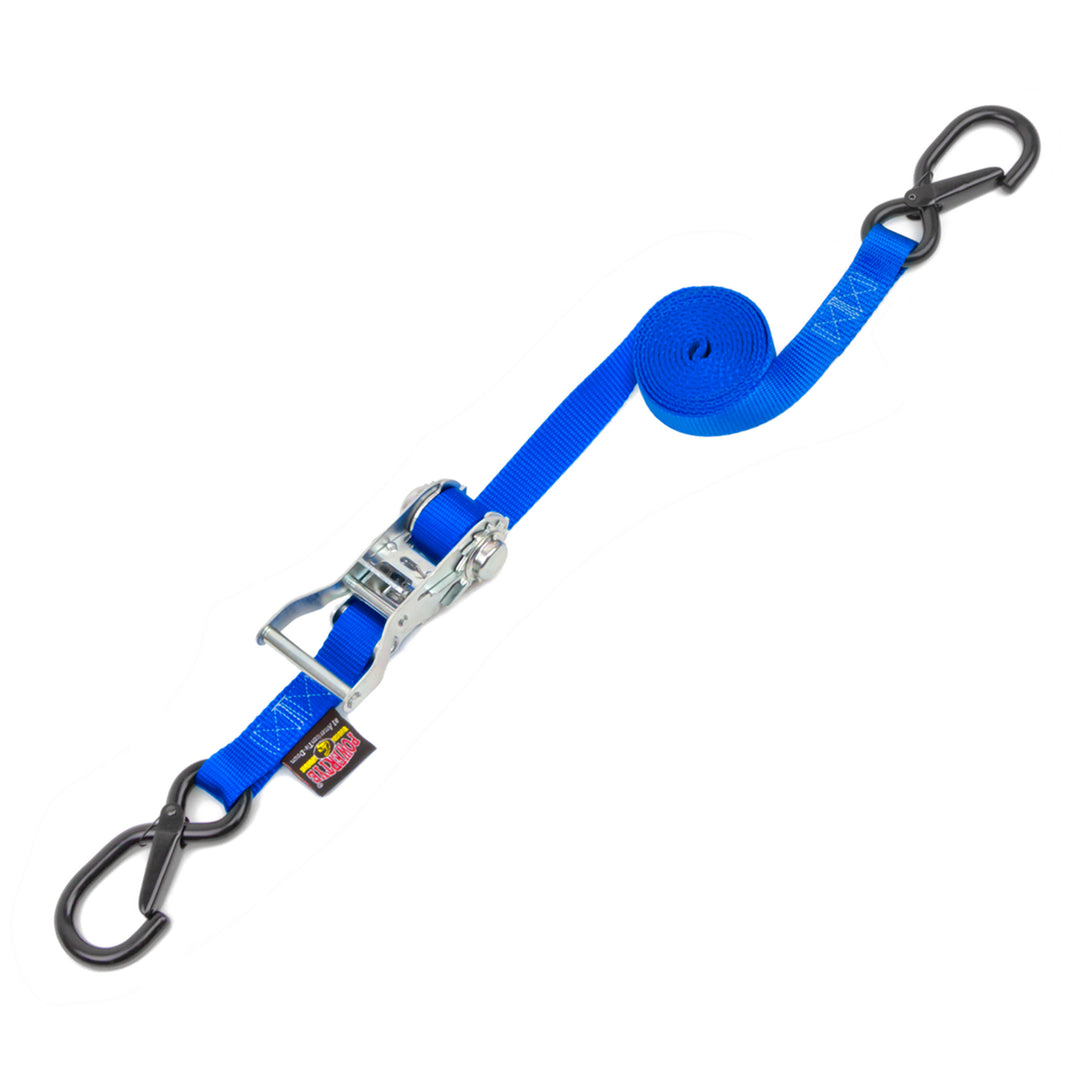 1in x 12ft Ratchet Strap with Latch Hooks#color_blue