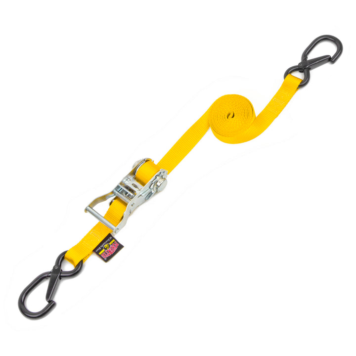 1in x 12ft Ratchet Strap with Latch Hooks#color_yellow